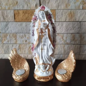 Kit de Virgen de Guadalupe con 2 candelabros y vela